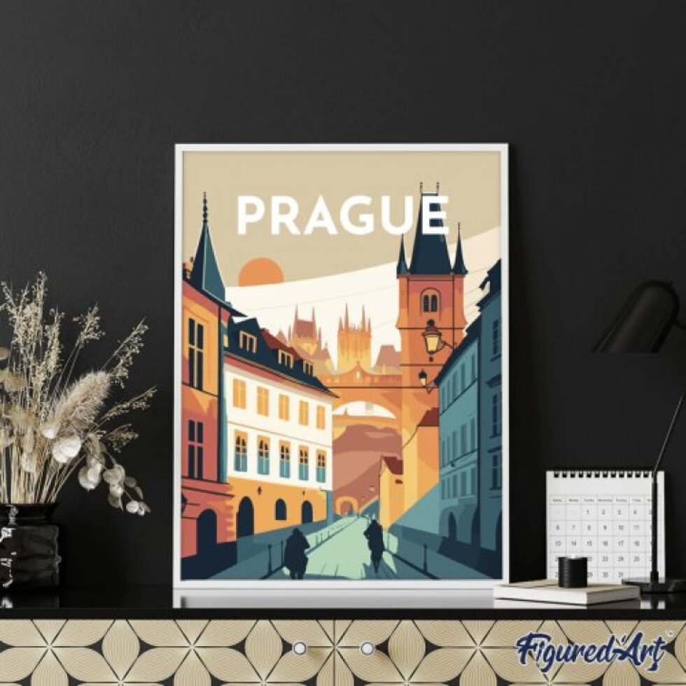 Malování podle čísel - VINTAGE PRAHA na rámu 40 x 50 cm