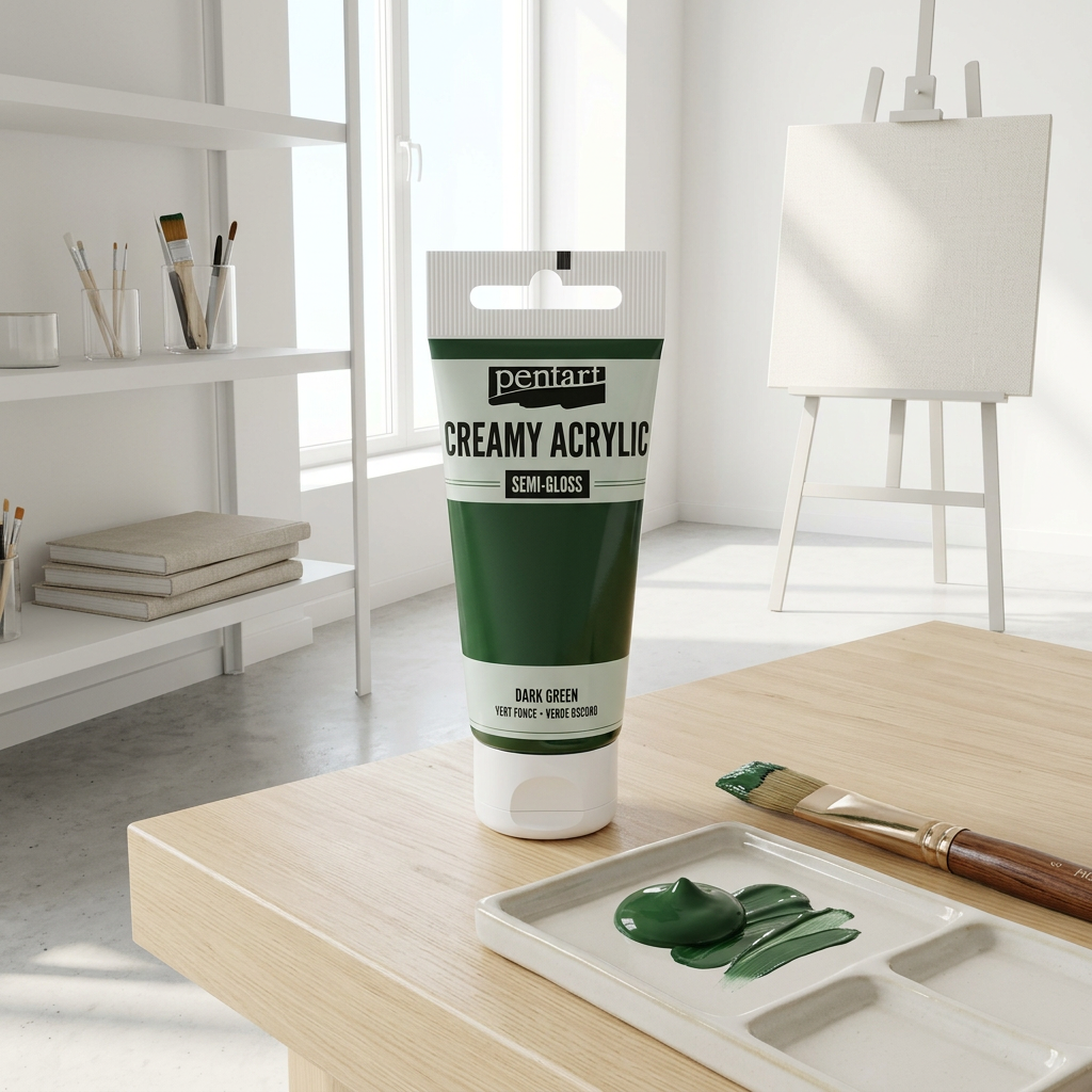 Krémová akrylová barva pololesklá PENTART 60 ml TMAVÁ ZELENÁ