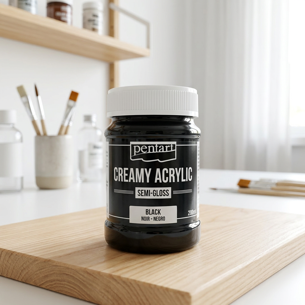 Krémová akrylová barva pololesklá PENTART 60 ml ČERNÁ