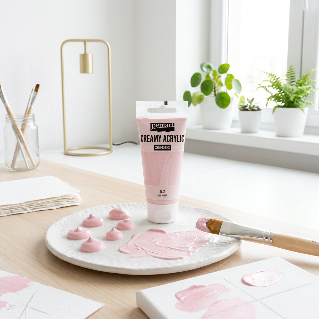 Krémová akrylová barva pololesklá PENTART 60 ml RŮŽOVÁ