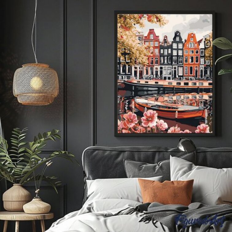 Malování podle čísel - PRŮPLAV V AMSTERODAMU bez rámu 40 x 50 cm