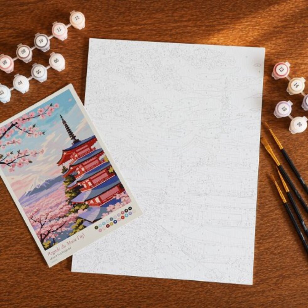Malování podle čísel - PAGODA U FUDŽI 24.5 x 32.5 cm