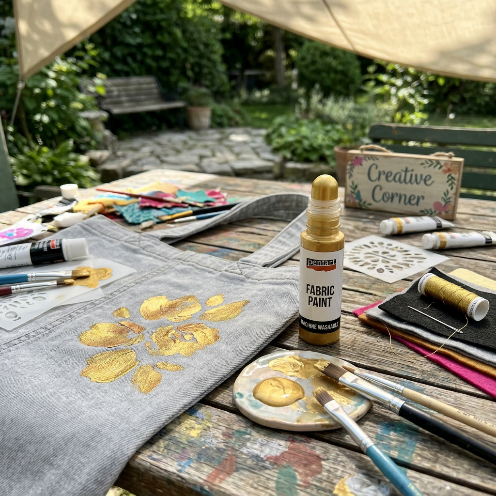 Barva na světlý a tmavý textil metalická PENTART 20 ml ZLATÁ