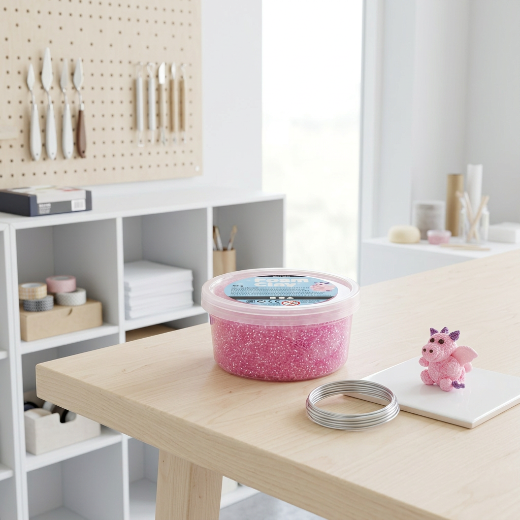 Samotvrdnoucí modelovací pěnová kuličková hmota Foam Clay 35g RŮŽOVÁ TŘPYTIVÁ