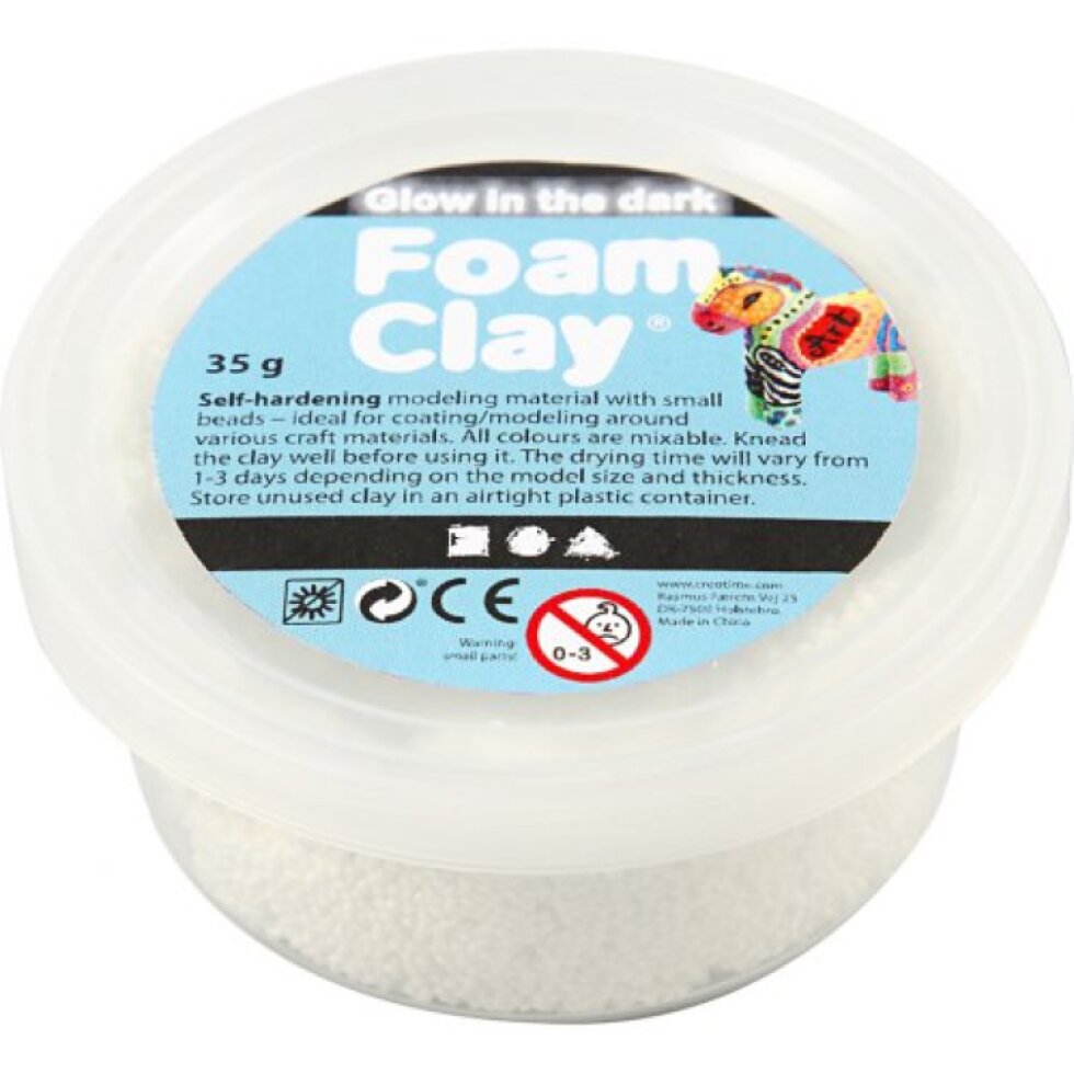 Samotvrdnoucí modelovací pěnová kuličková hmota Foam Clay 35g SVÍTÍCÍ VE TMĚ