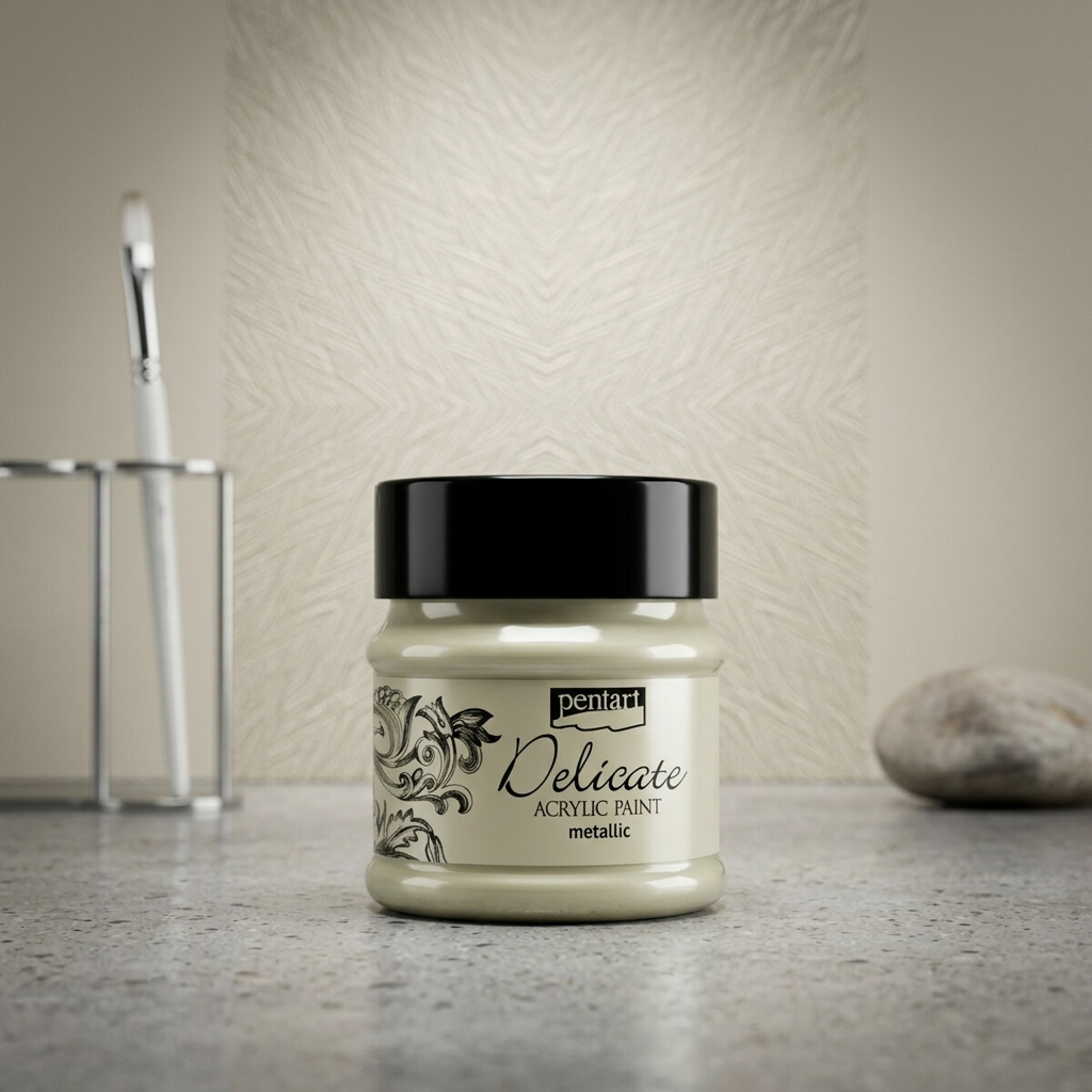 Akrylová barva delikátní metalická PENTART 50 ml BÍLÁ ZLATÁ