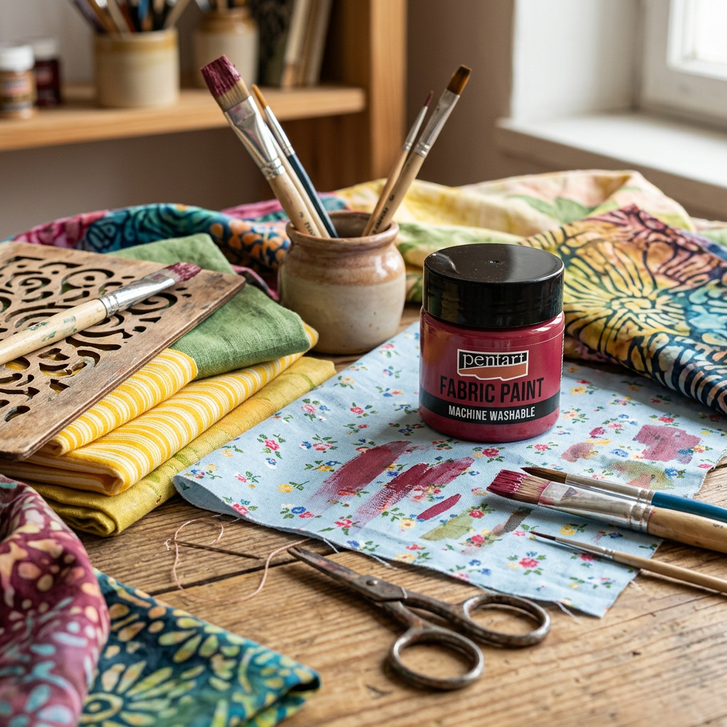Barva na světlý a tmavý textil PENTART 50 ml ČERVENÁ