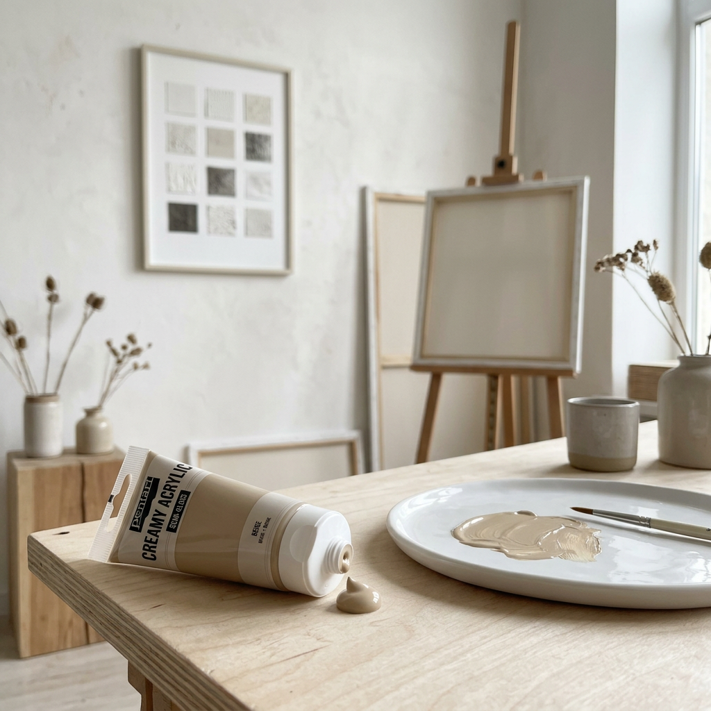 Krémová akrylová barva pololesklá PENTART 60 ml BÉŽOVÁ
