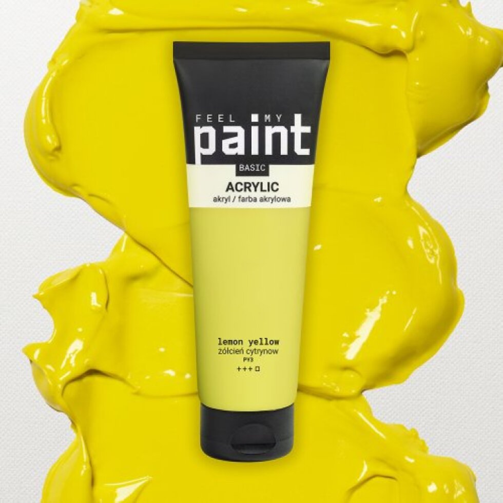Akrylová barva FeelMyPaint 120 ml CITRÓNOVÁ ŽLUTÁ - certifikace o bezpečnosti dětských hraček