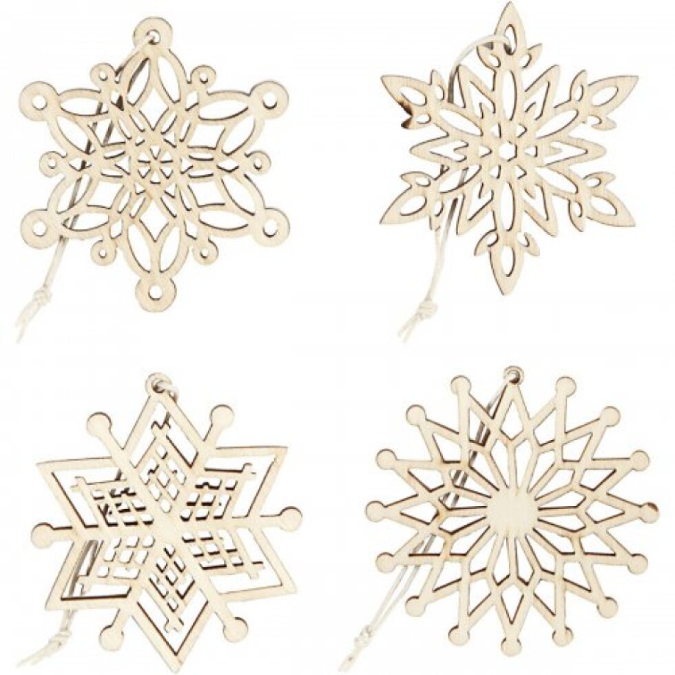 Vánoční ornamenty dřevěné, 7 cm, 8 ks