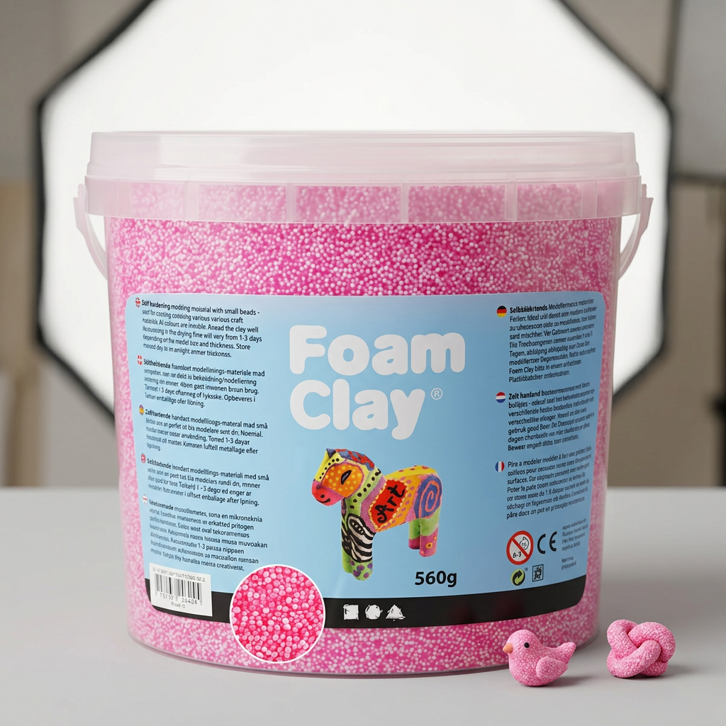 Samotvrdnoucí modelovací pěnová kuličková hmota Foam Clay NEON RŮŽOVÁ 560g