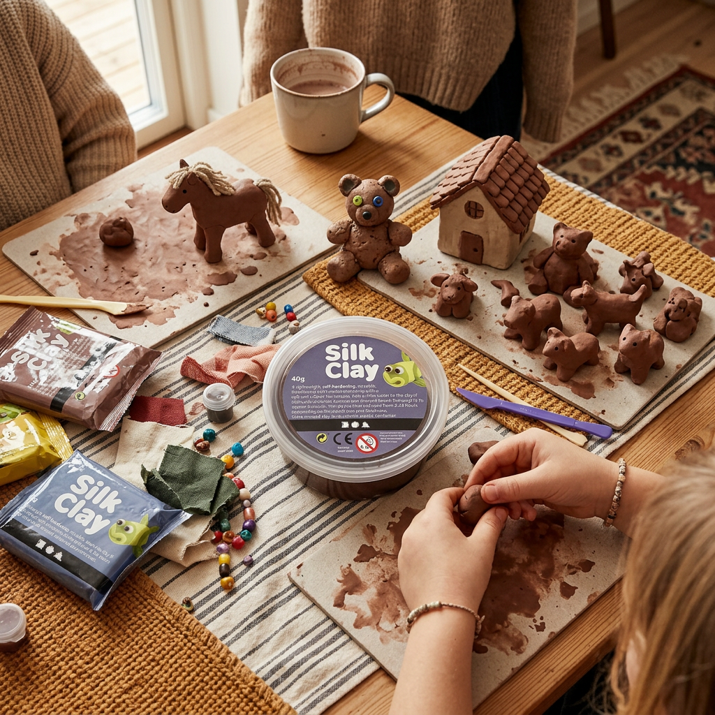 Samotvrdnoucí modelovací lehká hmota Silk Clay 40g HNĚDÁ