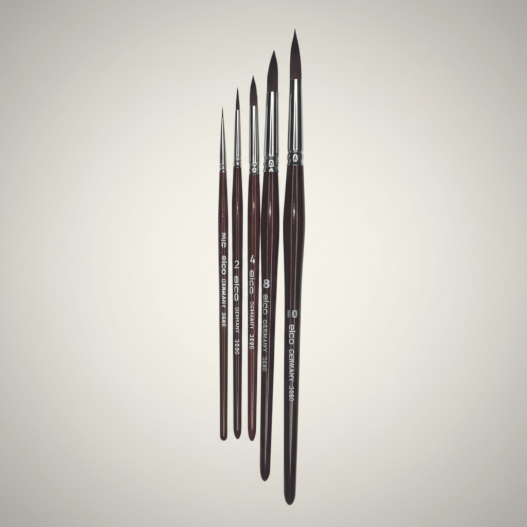 Sada štětců na akvarel ELCO PINSEL - mahagon - syntetický vlas - 5 ks