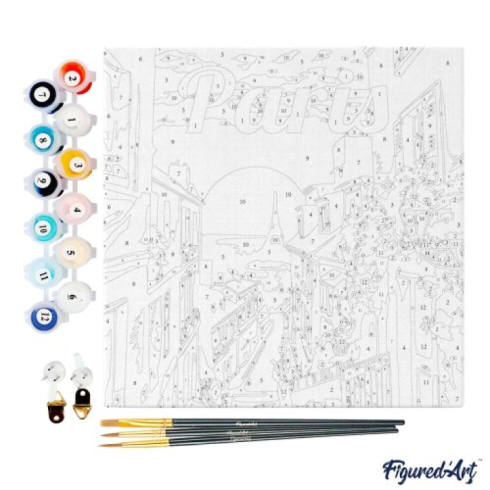 Mini malování podle čísel - Travel Poster PARIS 20 x 20 cm na rámu