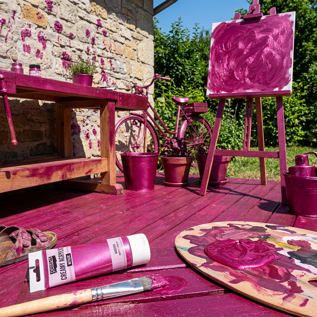 Krémová akrylová barva metalická PENTART 60 ml MAGENTA