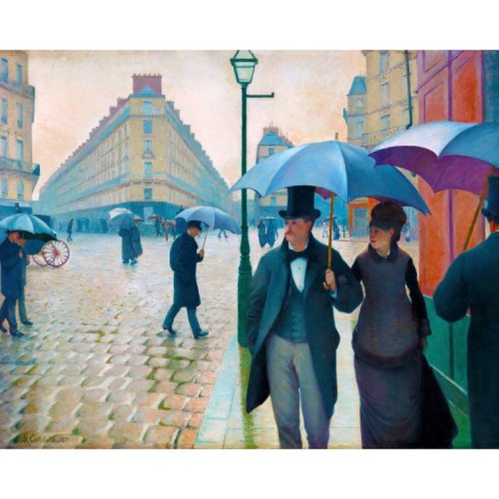 Vyšívání křížkové sada - Caillebotte - Deštivý den na pařížské ulici 32 x 40 cm