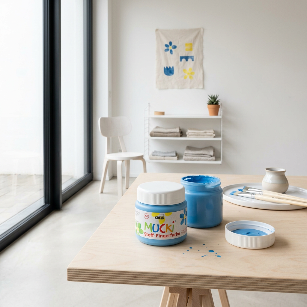 Prstová barva na textil MUCKI 150 ml MODRÁ