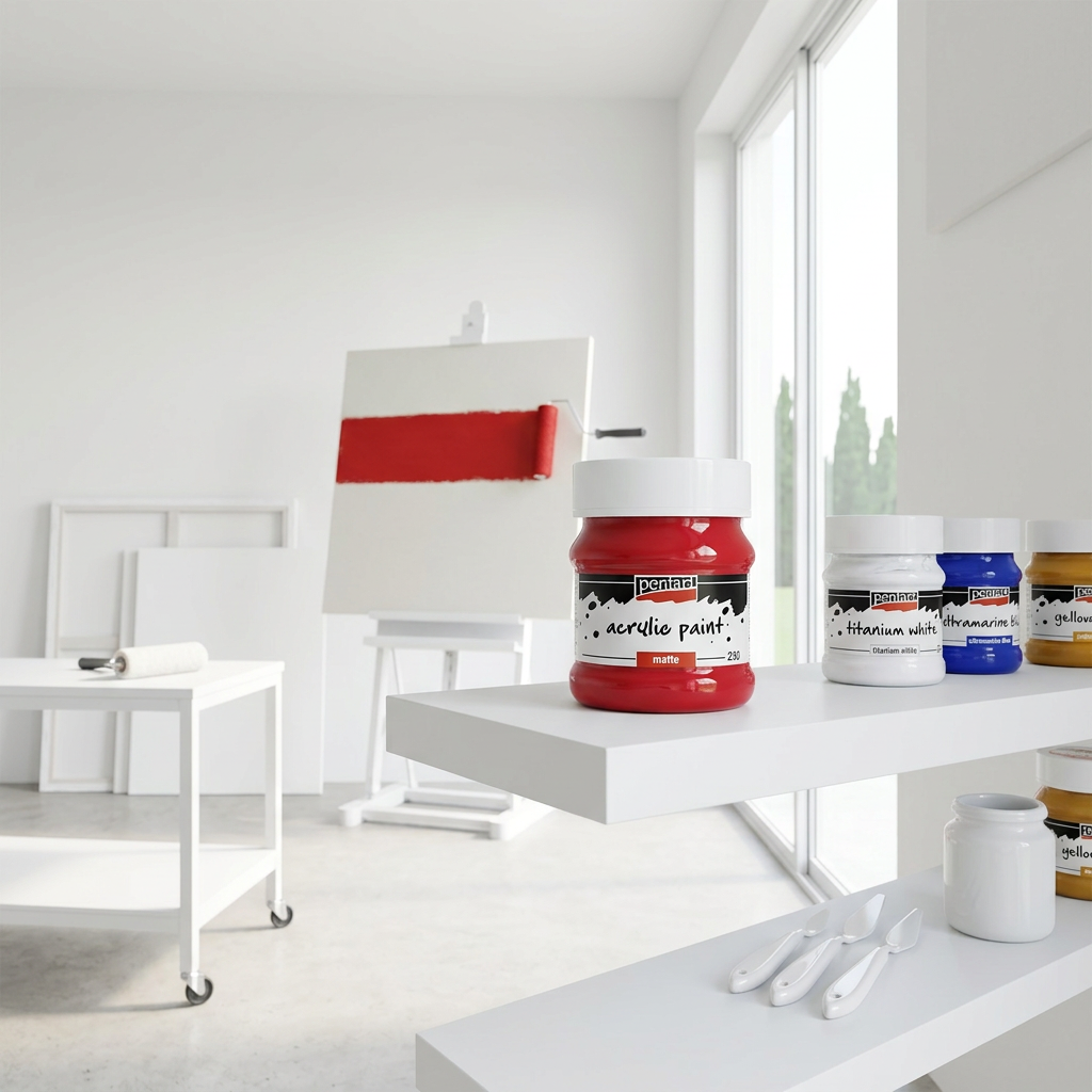 Akrylová barva matná PENTART 230 ml RTĚNKA ČERVENÁ