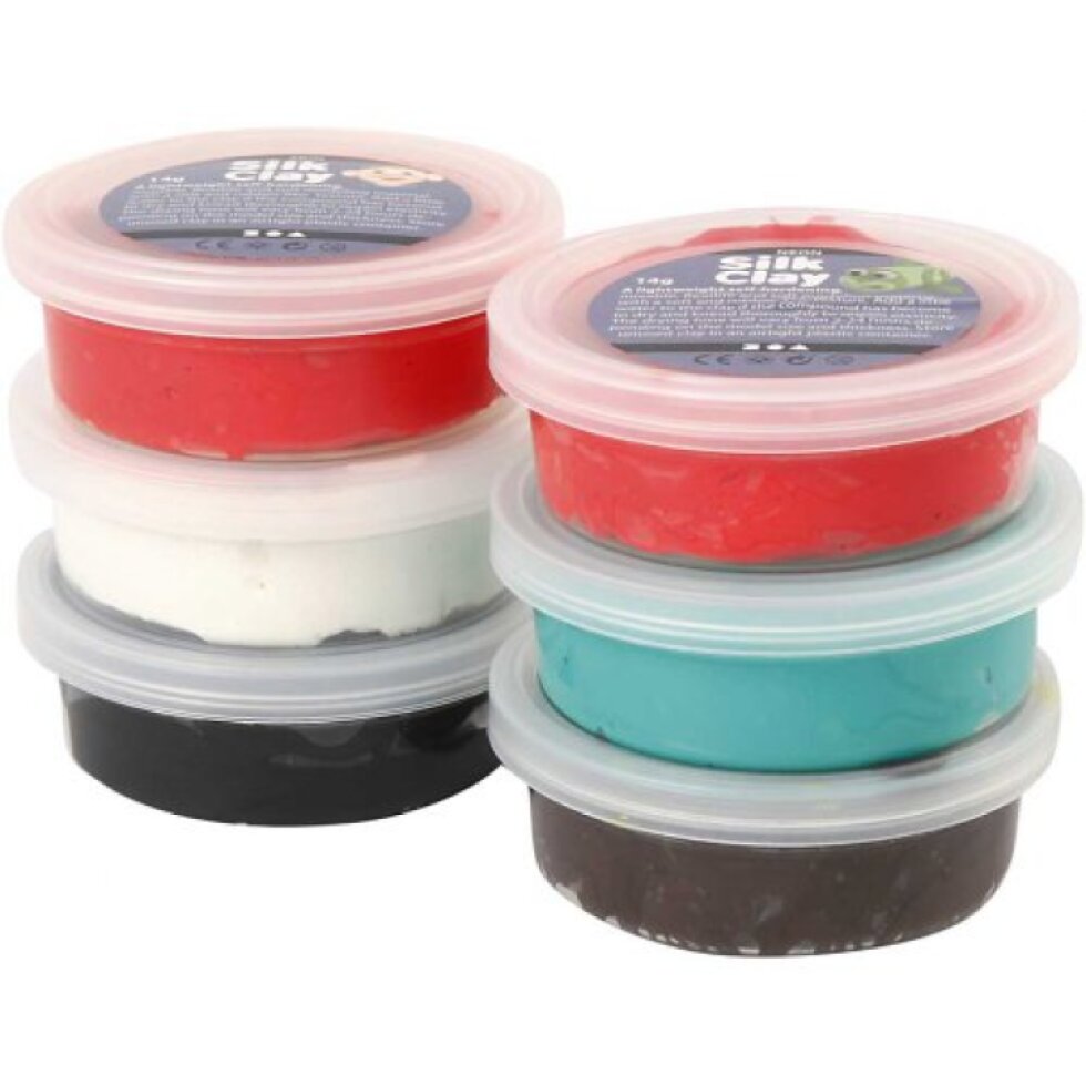 Silk Clay hedvábná modelovací hmota SADA 6 barev VÁNOČNÍ BARVY