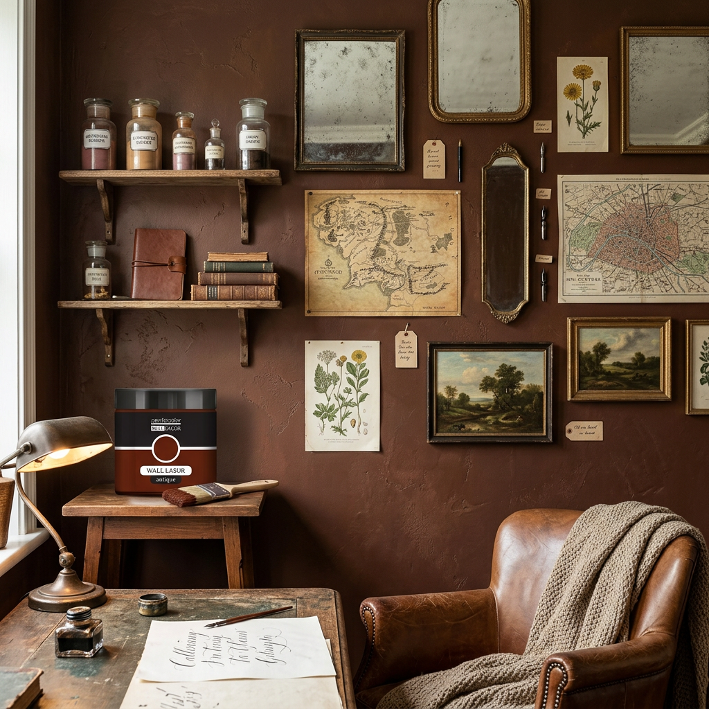 Lazurovací barva na zeď antique WALL DECOR 500 ml REZAVÁ HNĚDÁ