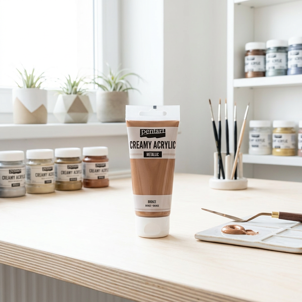 Krémová akrylová barva metalická PENTART 60 ml BRONZOVÁ