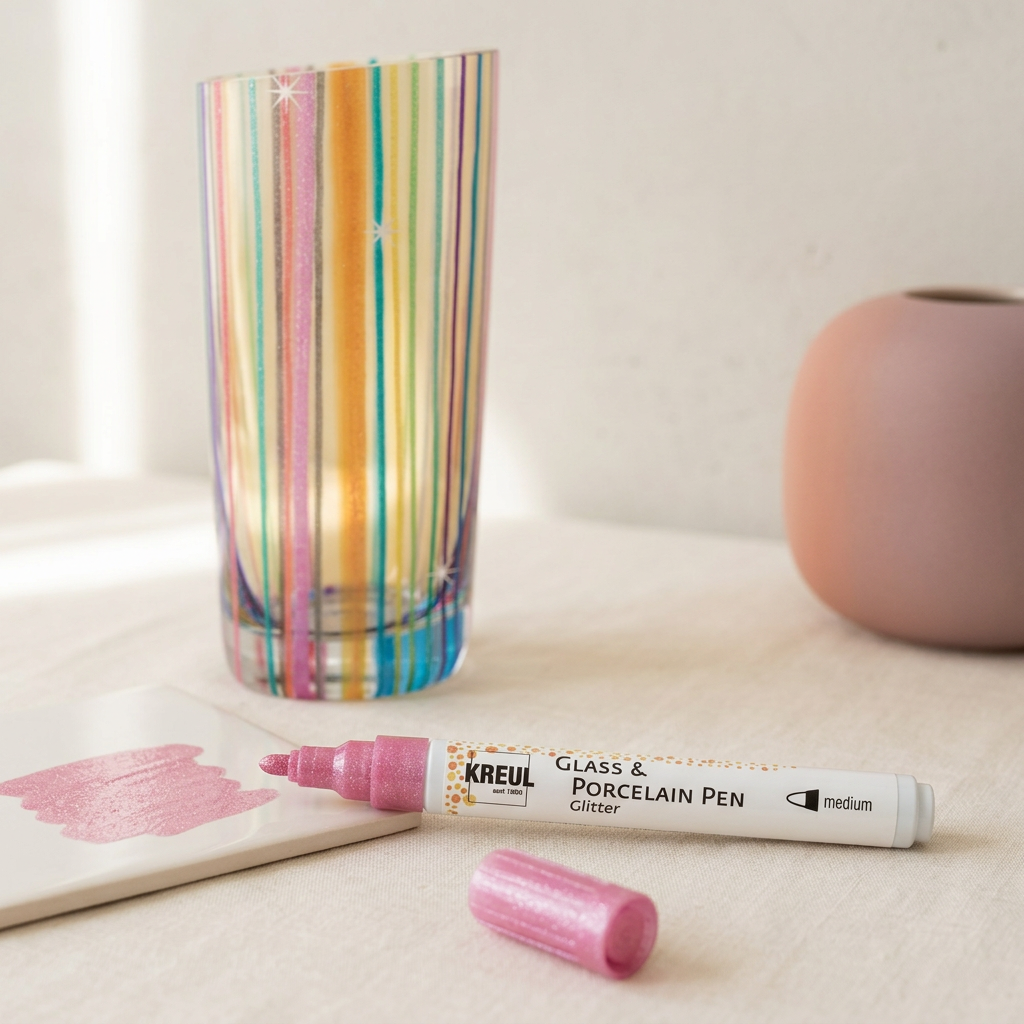 Fix na porcelán a sklo KREUL GLITTER RŮŽOVÁ