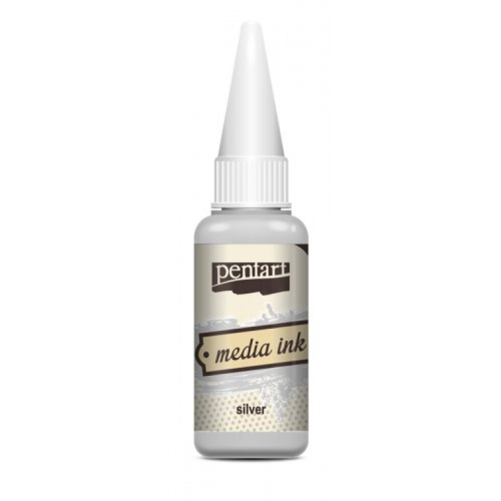 Alkoholový inkoust MEDIA INK PENTART 20 ml STŘÍBRNÁ