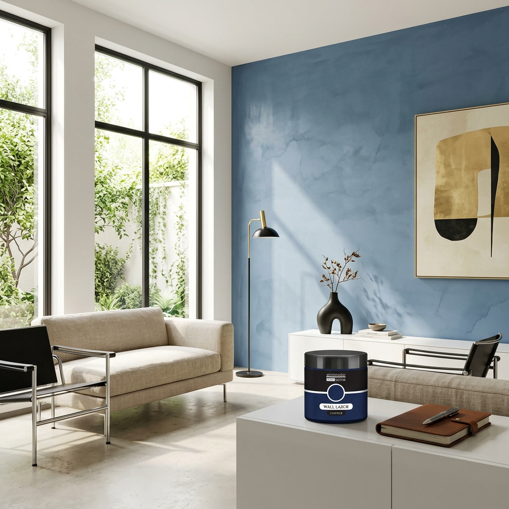 Lazurovací barva na zeď barevná WALL DECOR 500 ml OCELOVÁ MODRÁ