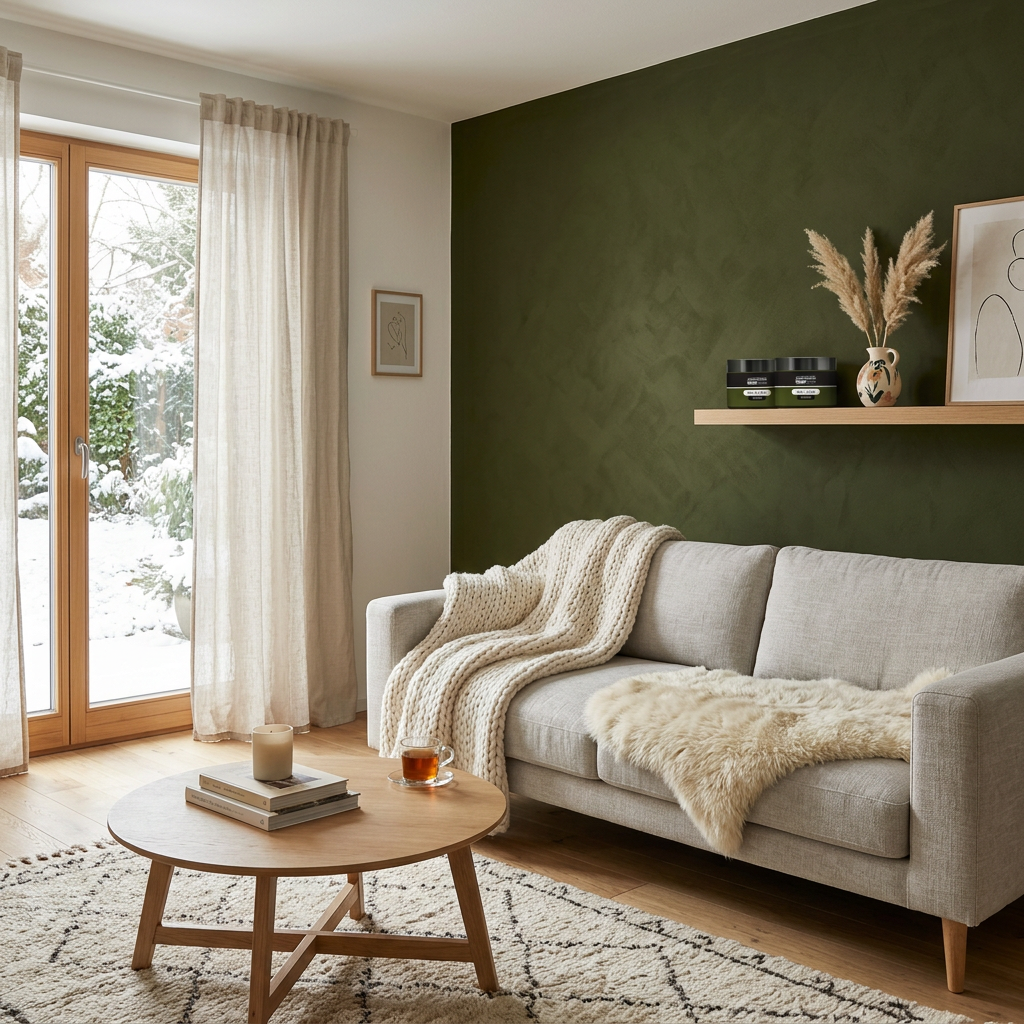 Lazurovací barva na zeď barevná WALL DECOR 150 ml OLIVOVÁ ZELENÁ