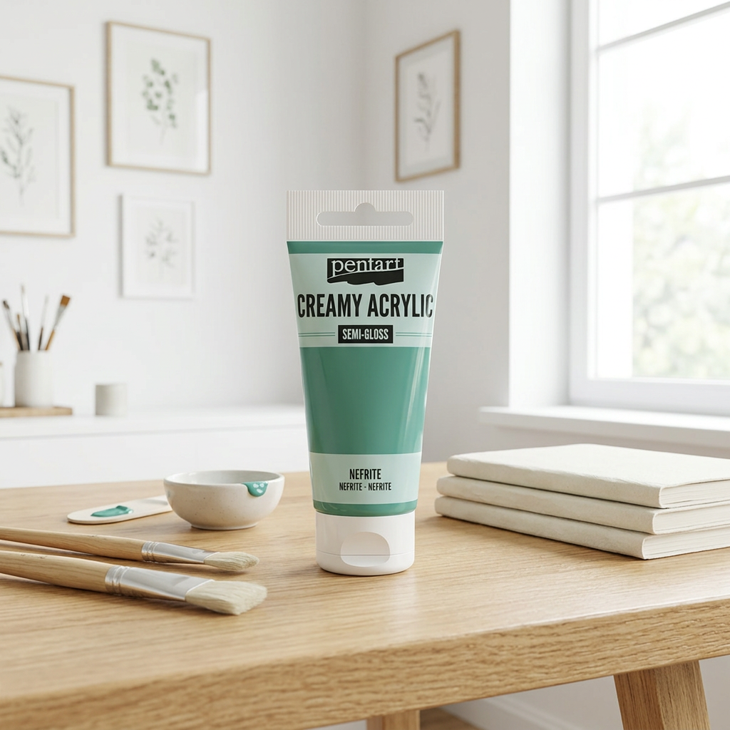 Krémová akrylová barva pololesklá PENTART 60 ml NEFRITOVÁ