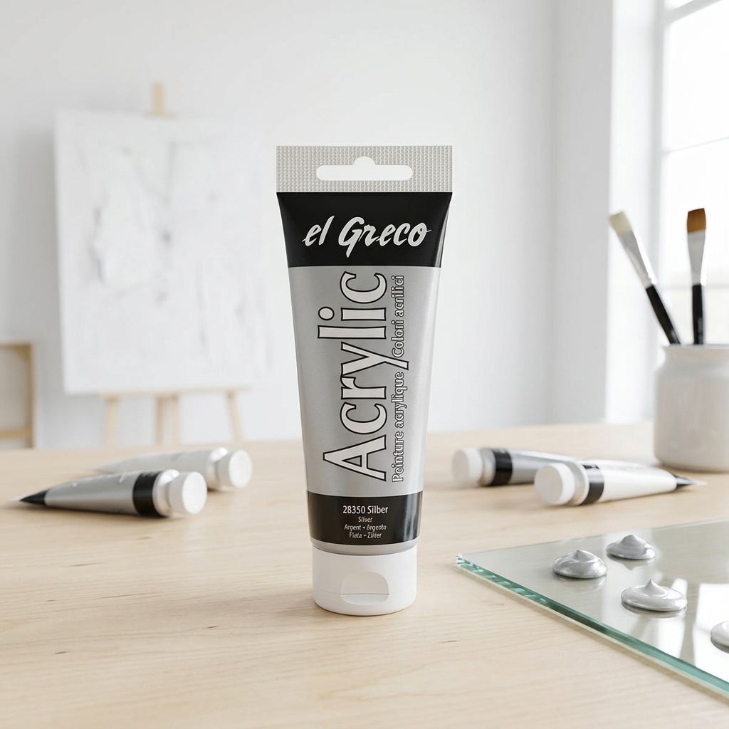 Akrylová barva EL GRECO 75 ml STŘÍBRNÁ