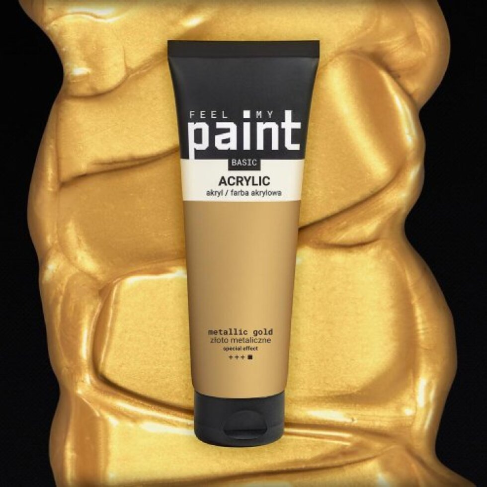 Akrylová barva FeelMyPaint 120 ml ZLATÁ - certifikace o bezpečnosti dětských hraček