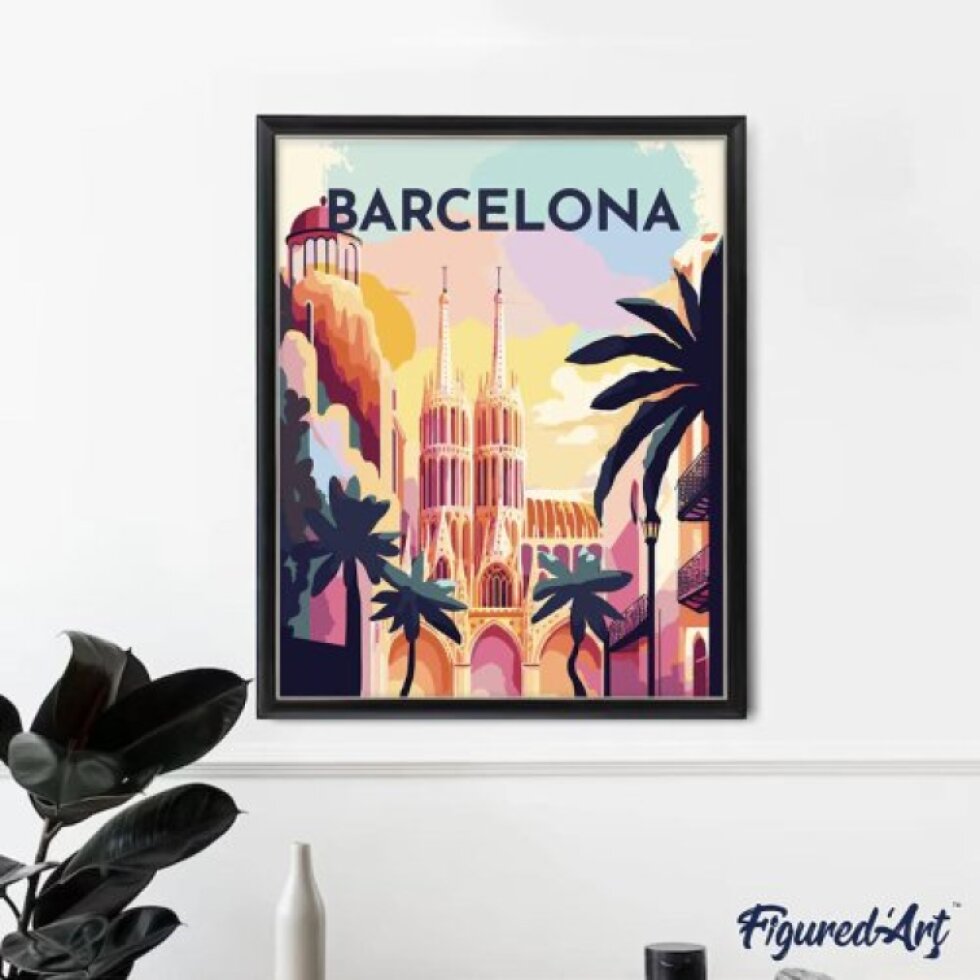 Malování podle čísel - VINTAGE BARCELONA bez rámu 40 x 50 cm
