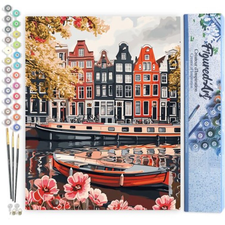 Malování podle čísel - PRŮPLAV V AMSTERODAMU bez rámu 40 x 50 cm