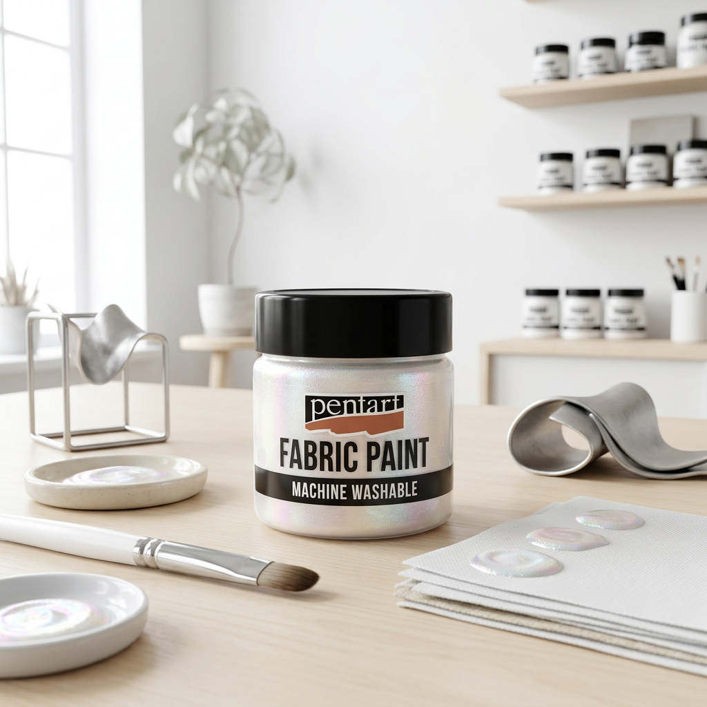 Barva na světlý a tmavý textil PENTART 50 ml PERLEŤOVÁ BÍLÁ