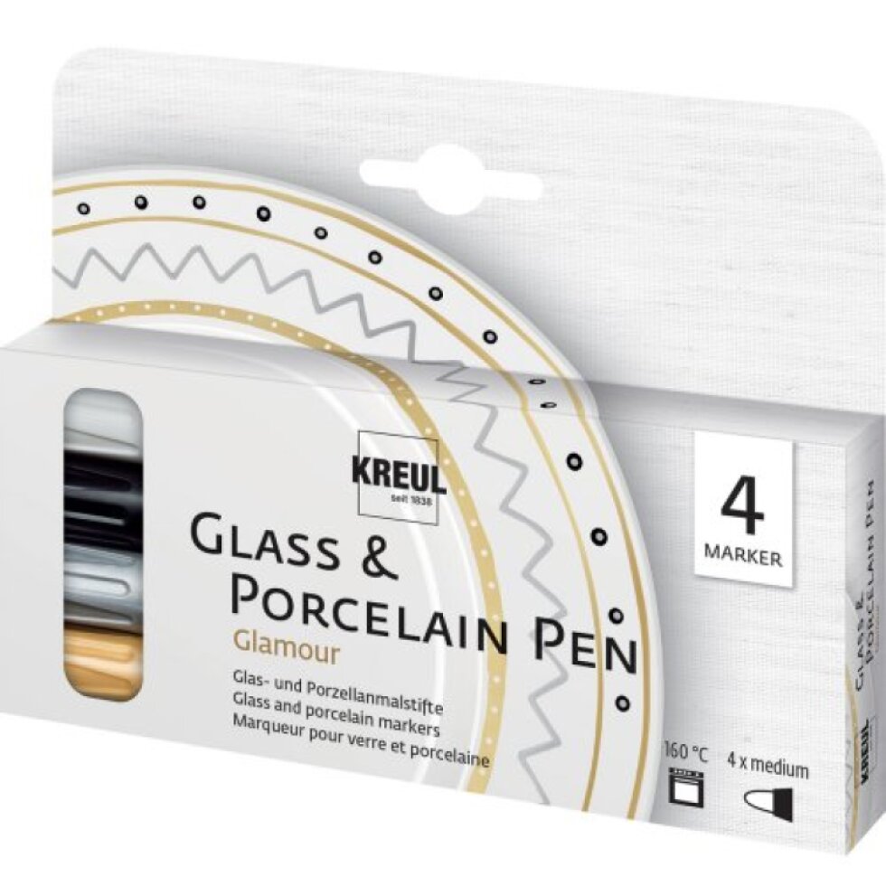 Sada Fixy na sklo a porcelán KREUL GLAMOUR 4 barvy