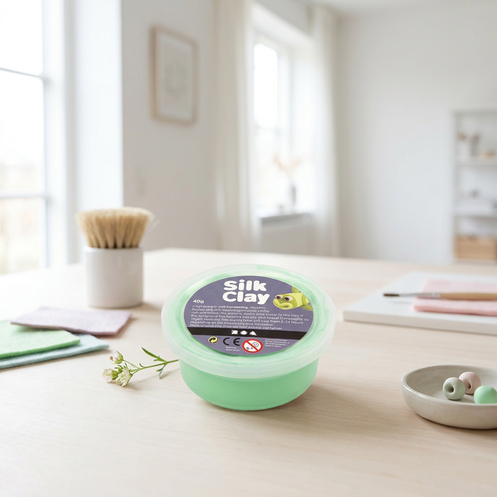 Samotvrdnoucí modelovací lehká hmota Silk Clay 40g SVĚTLÁ ZELENÁ