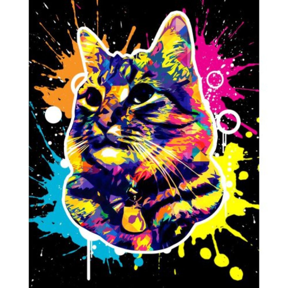 Vyšívání křížkové sada - Super kočka Pop Art 32 x 40 cm