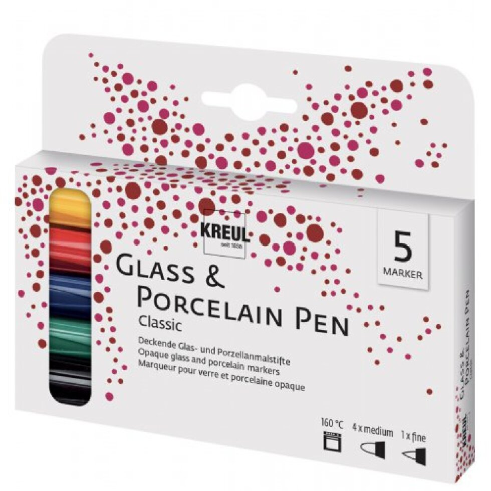 Sada Fixy na sklo a porcelán KREUL CLASSIC 5 barev