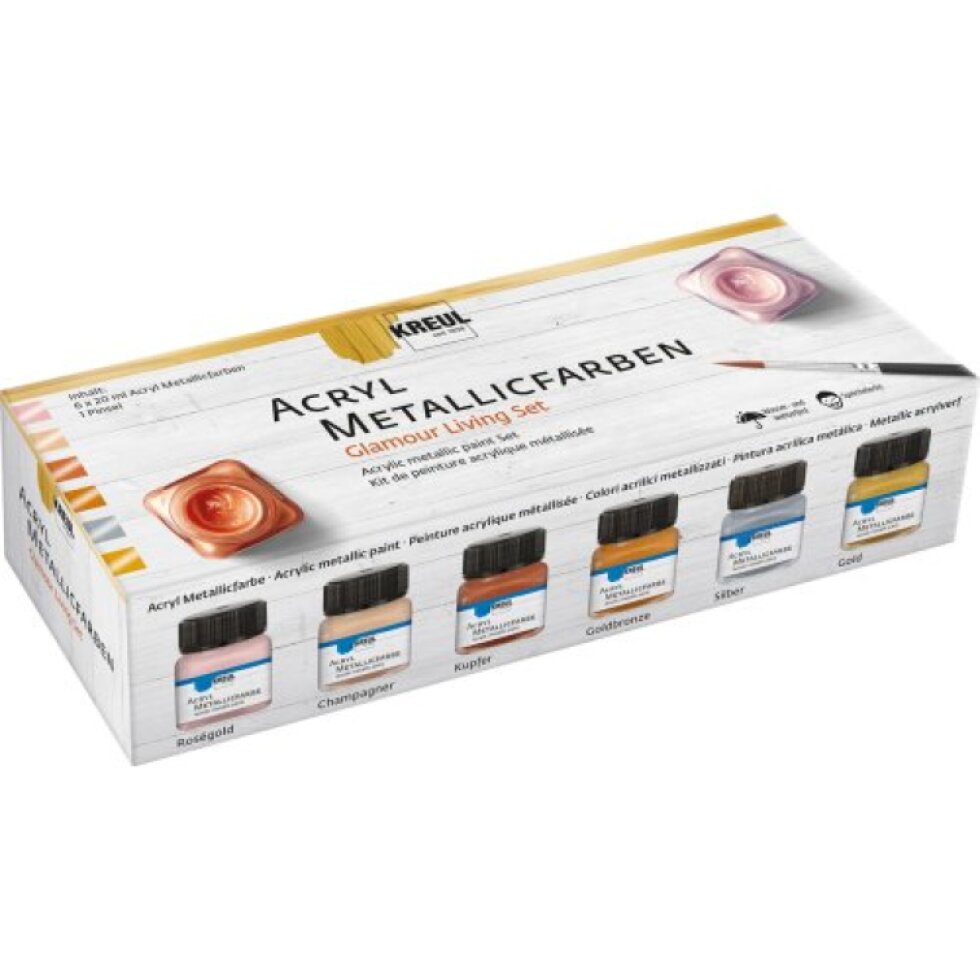 Sada Akrylová barva metalická KREUL GLAMOUR LIVING 6 x 20 ml