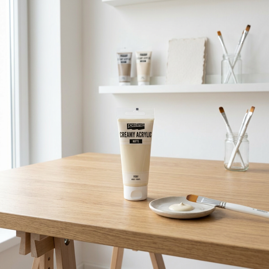 Krémová akrylová barva matná PENTART 60 ml SLONOVINOVÁ