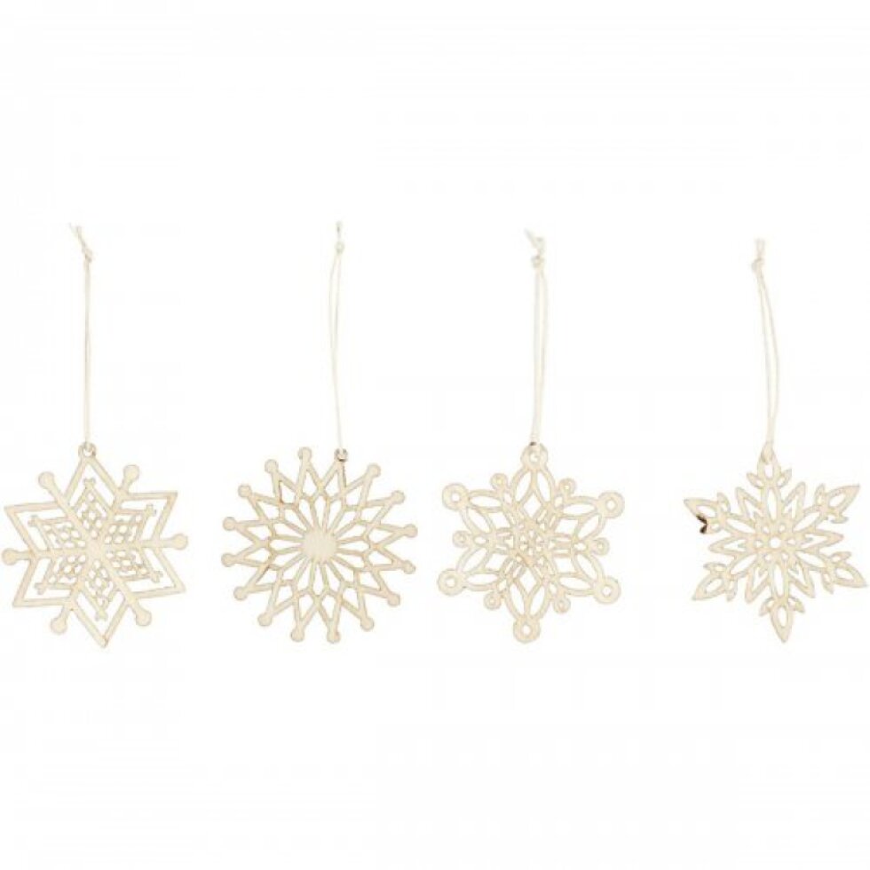 Vánoční ornamenty dřevěné, 7 cm, 8 ks