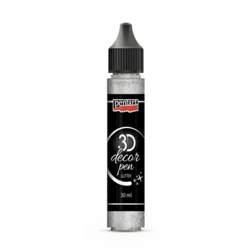 3D Decor pen glitter PENTART 30 ml STŘÍBRNÁ