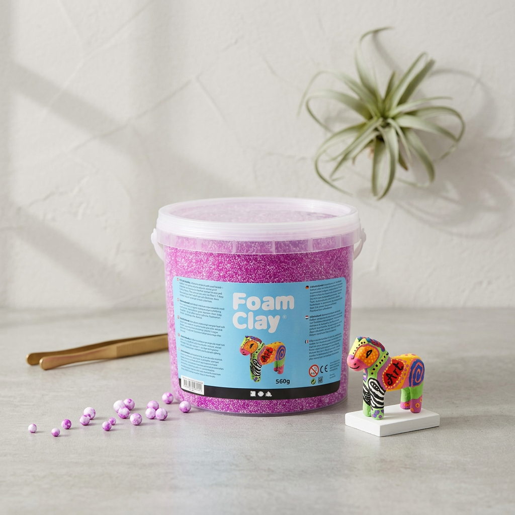 Samotvrdnoucí modelovací pěnová kuličková hmota Foam Clay NEON FIALOVÁ 560g