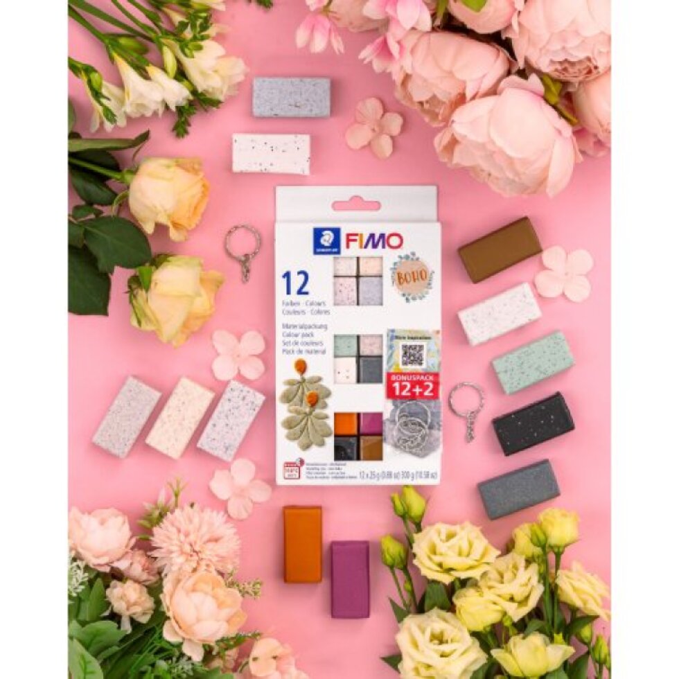 FIMO Efekt BOHO COLOR sada 12 barev 25 g + PROMO PRSTENY