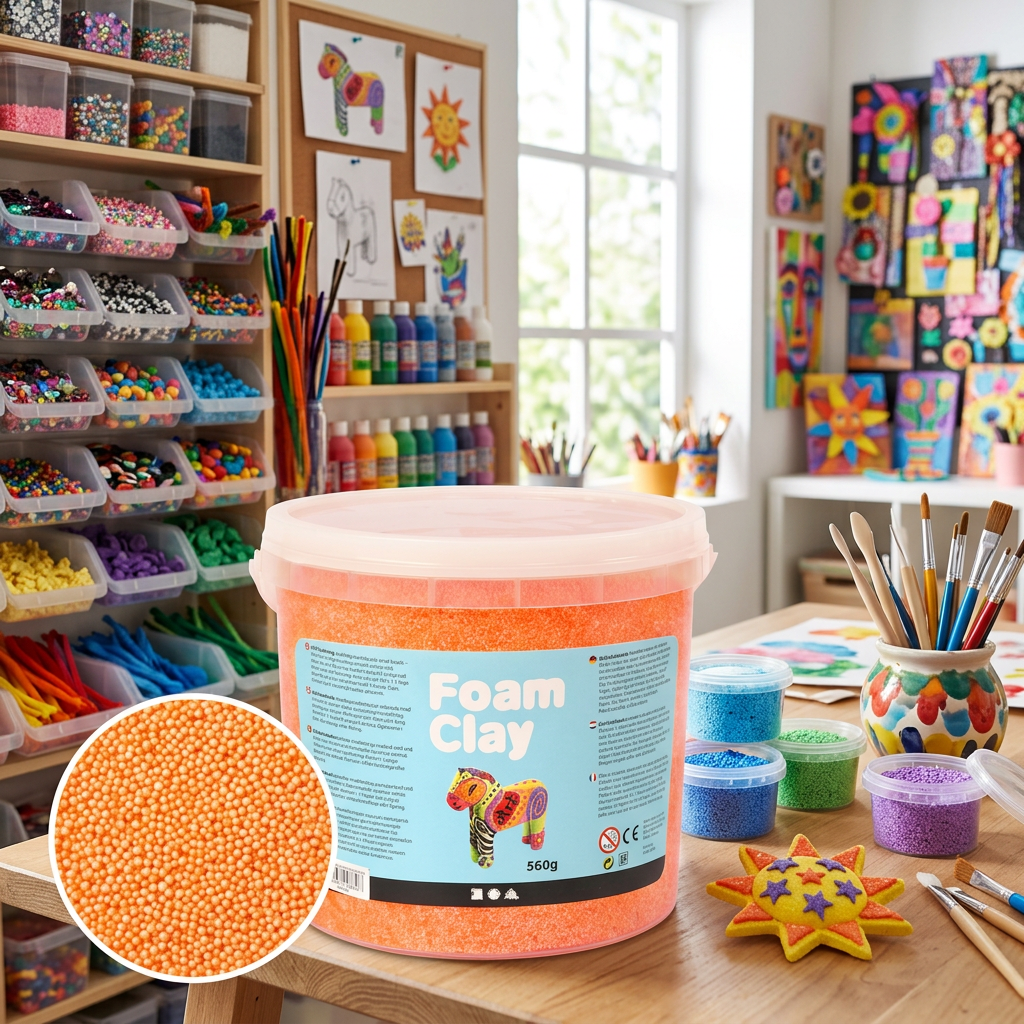 Samotvrdnoucí modelovací pěnová kuličková hmota Foam Clay NEONOVÁ ORANŽOVÁ 560g