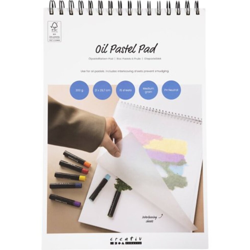 Blok pro olejový pastel - 15 listů, A4, 300g, bílý