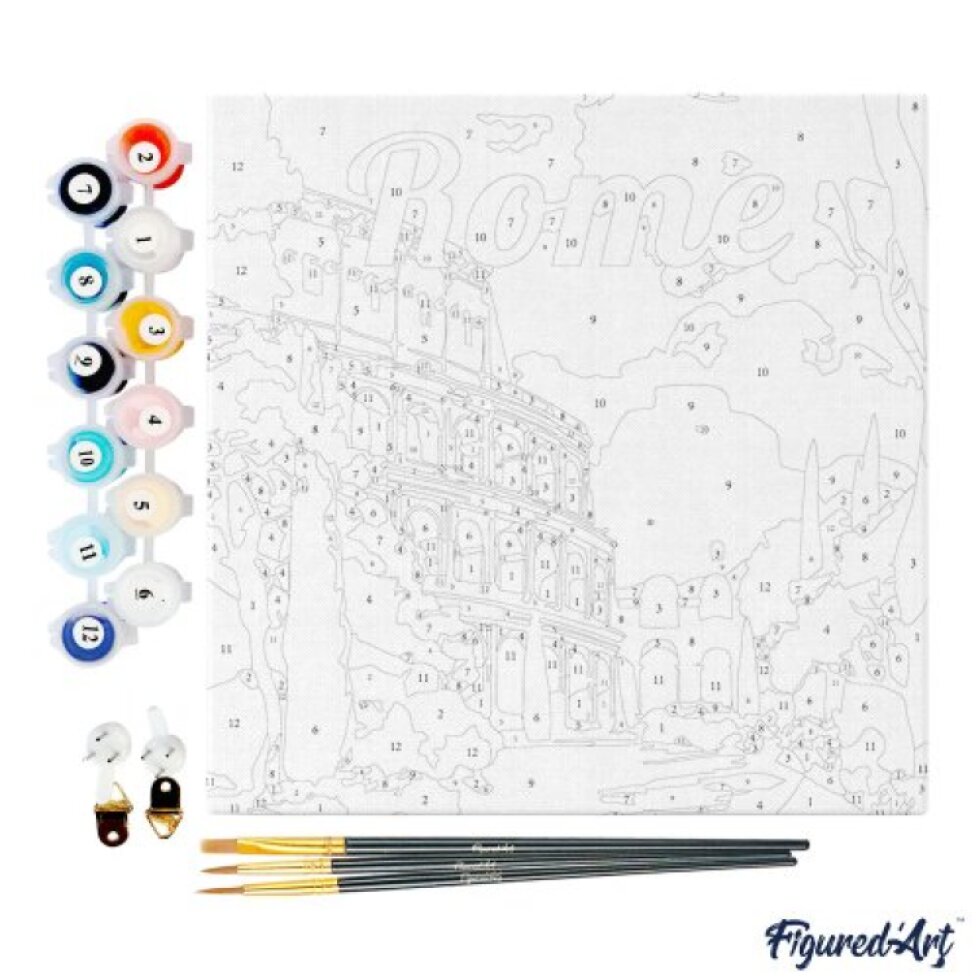 Mini malování podle čísel - Travel poster ROME 20 x 20 cm na rámu