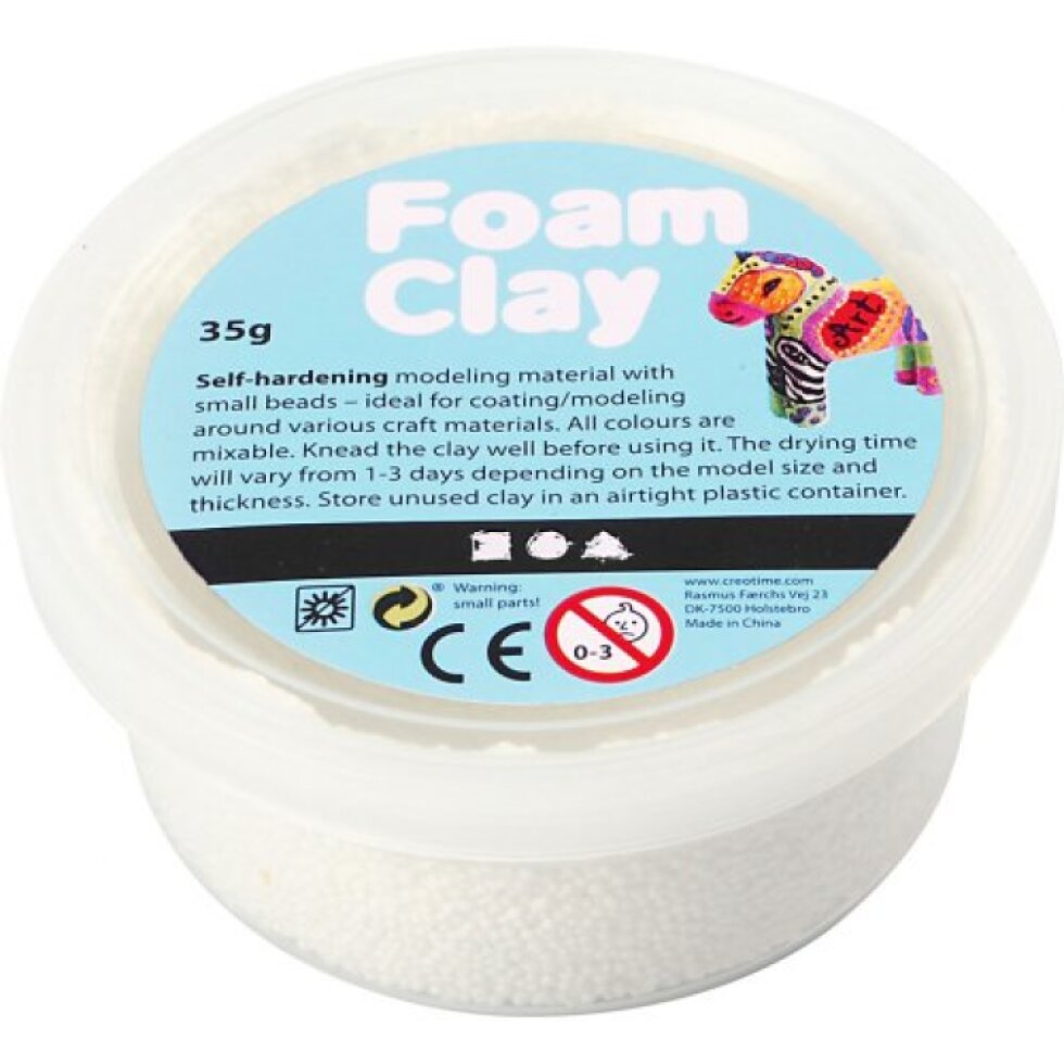 Samotvrdnoucí modelovací pěnová kuličková hmota Foam Clay 35 g BÍLÁ