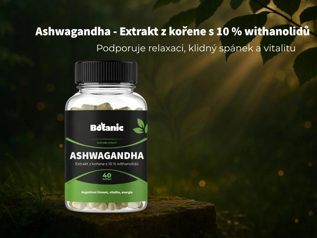 Ashwagandha (Ašvaganda) - Extrakt z kořene s 10 % withanolidů v kapslích